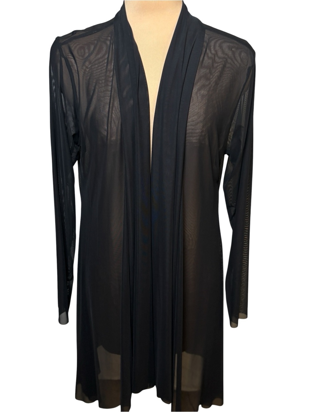 Tommy Bahama Sheer Open Front Cardigan Black Lightweight Cover Up Size M NWT